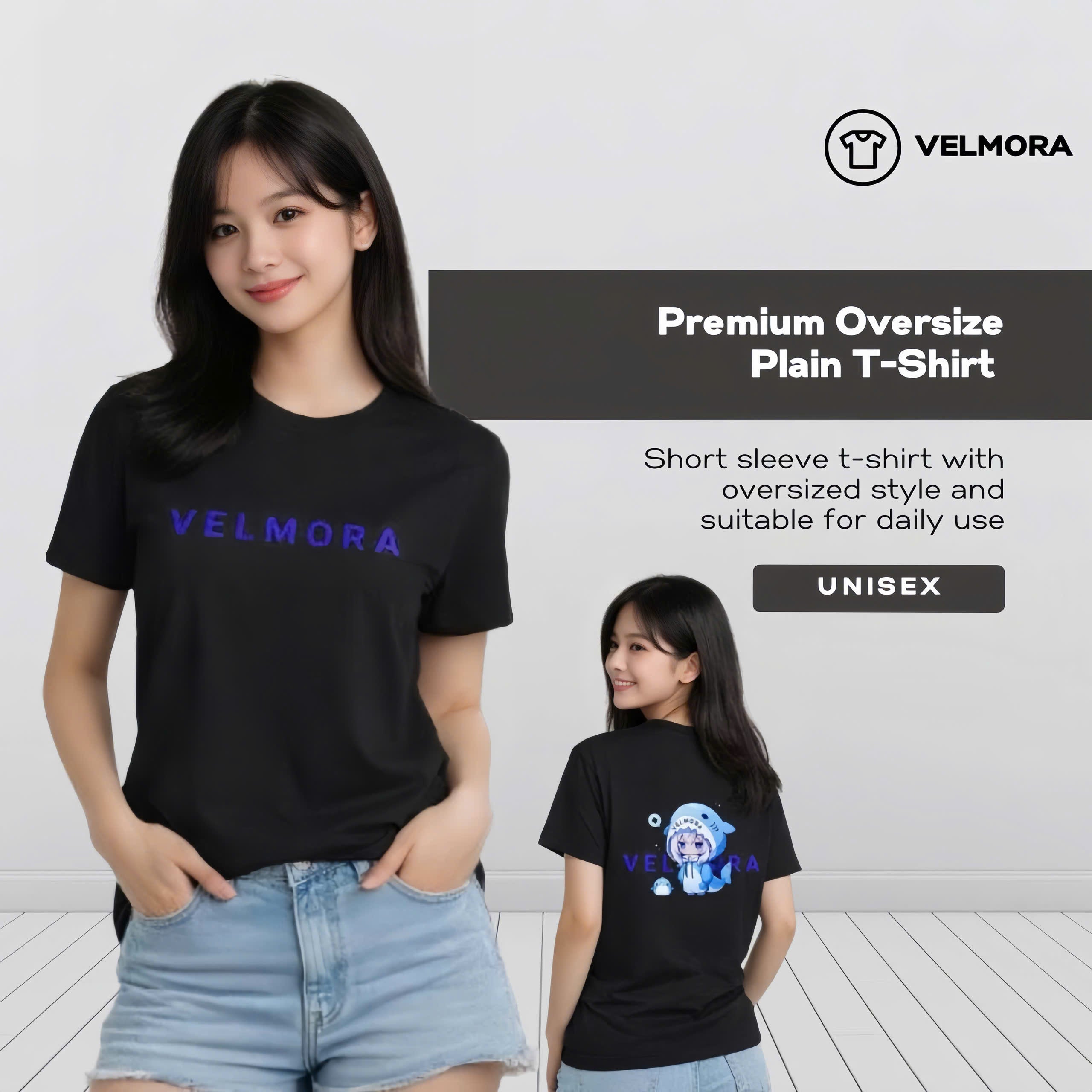 Velmora Shark Kawaii Graphic Tee